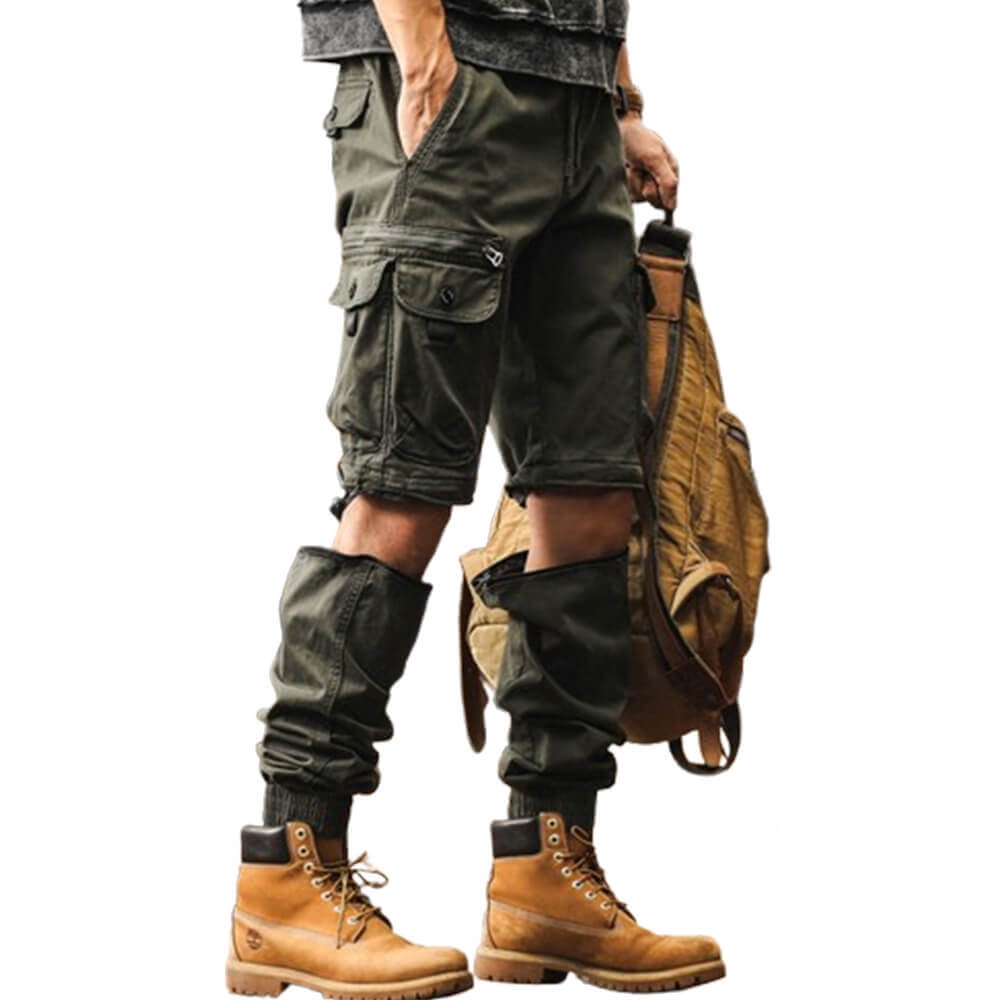 Retro Detachable Straight Leg Casual Cargo Trousers | Gthic.com