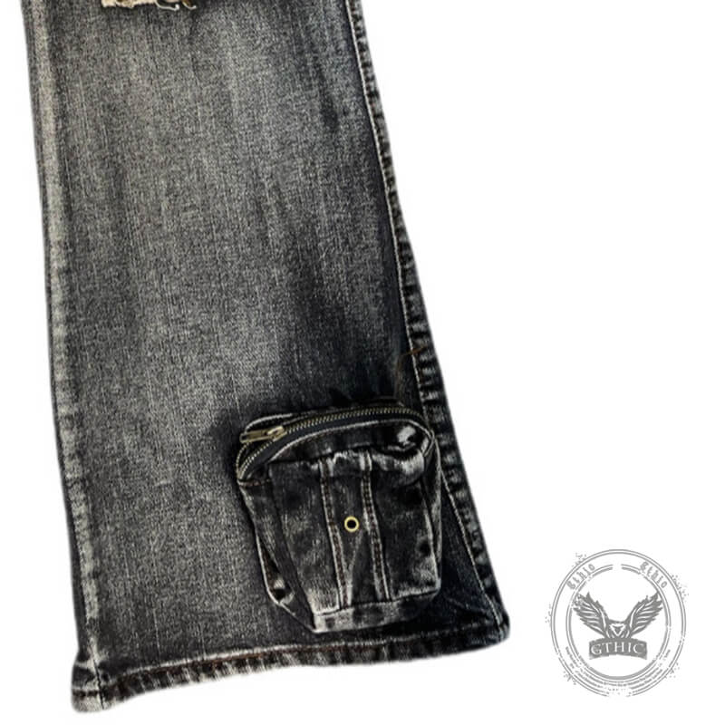 Retro Distressed Patchwork Washed Loose Jeans