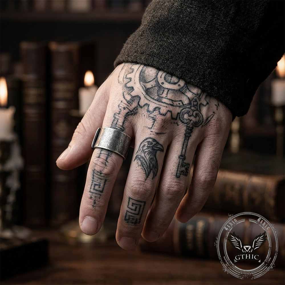 Retro Distressed Stainless Steel Wrap Band Ring | Gthic.com