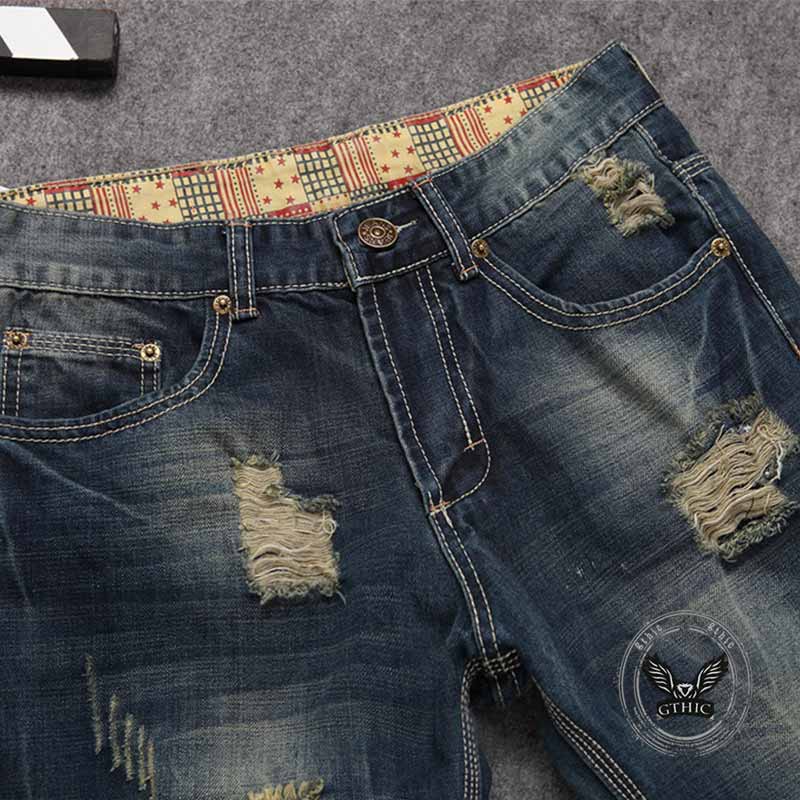 Patch Skull Print katoenen heren punkbroek