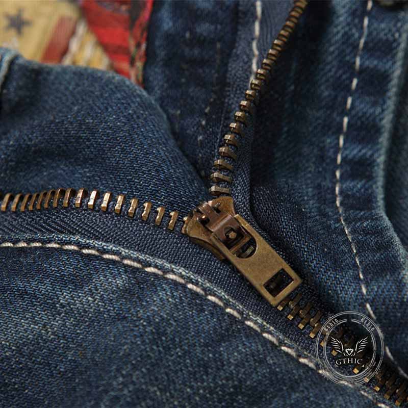 Patch Skull Print katoenen heren punkbroek