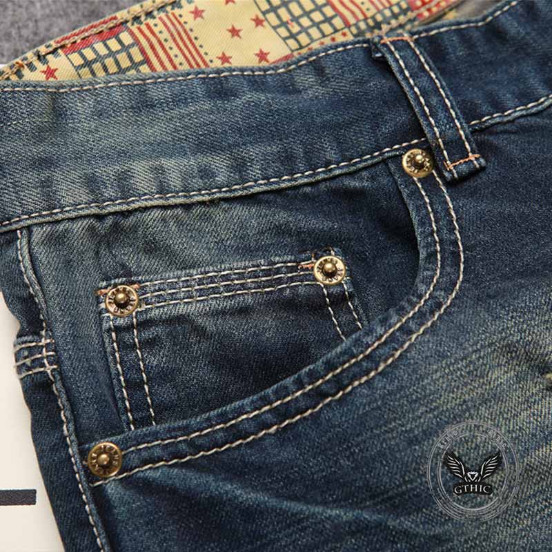 Patch Skull Print katoenen heren punkbroek