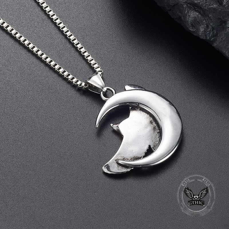 Retro Eagle Moon Stainless Steel Pendant