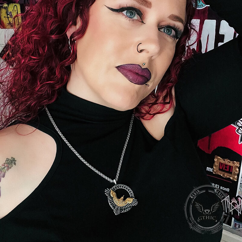 Retro Eagle Moon Stainless Steel Pendant