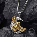 Retro Eagle Moon Stainless Steel Pendant 03 | Gthic.com