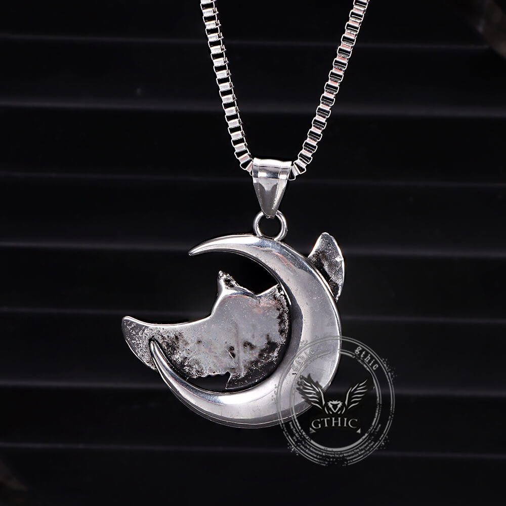 Retro Eagle Moon Stainless Steel Pendant