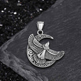 Retro Eagle Moon Stainless Steel Pendant