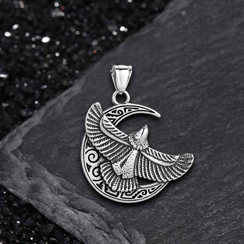 Retro Eagle Moon Stainless Steel Pendant