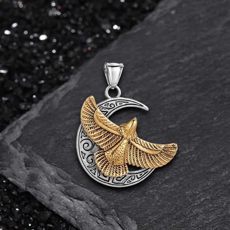 Retro Eagle Moon Stainless Steel Pendant