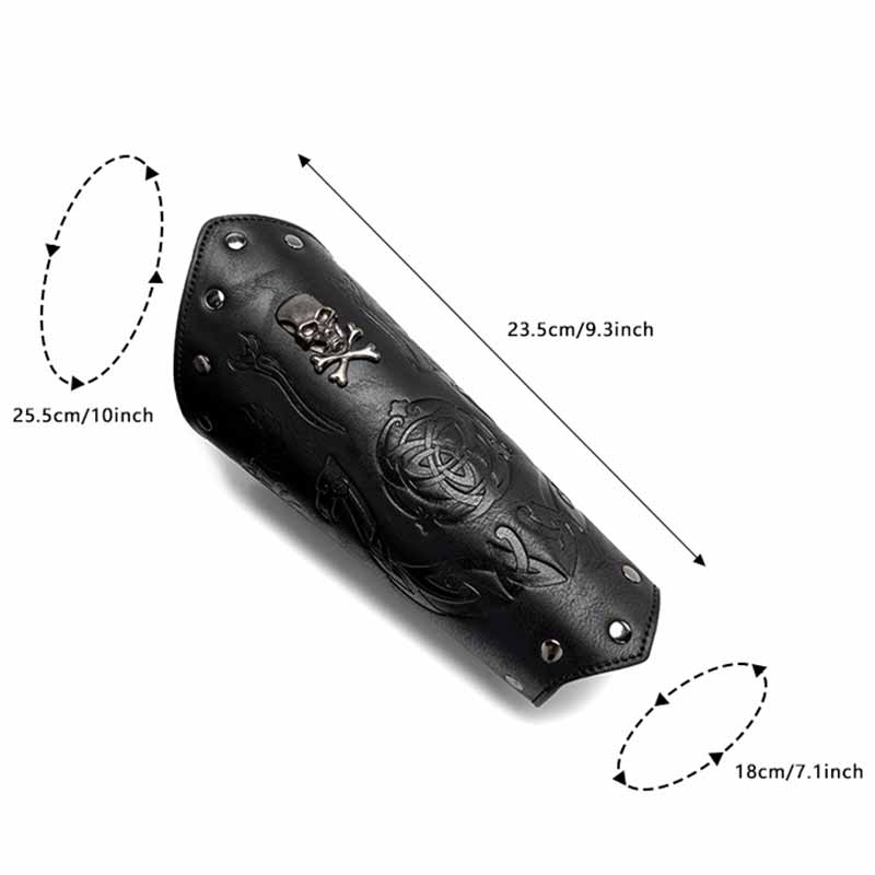 Retro Embossed Skull Rivet PU Leather Knight Bracers