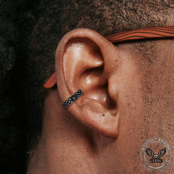 Ear Cuffs de acero inoxidable con diseño de plumas retro