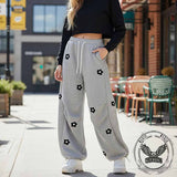 Retro Floral Embroidered Versatile Casual Pants | Gthic.com