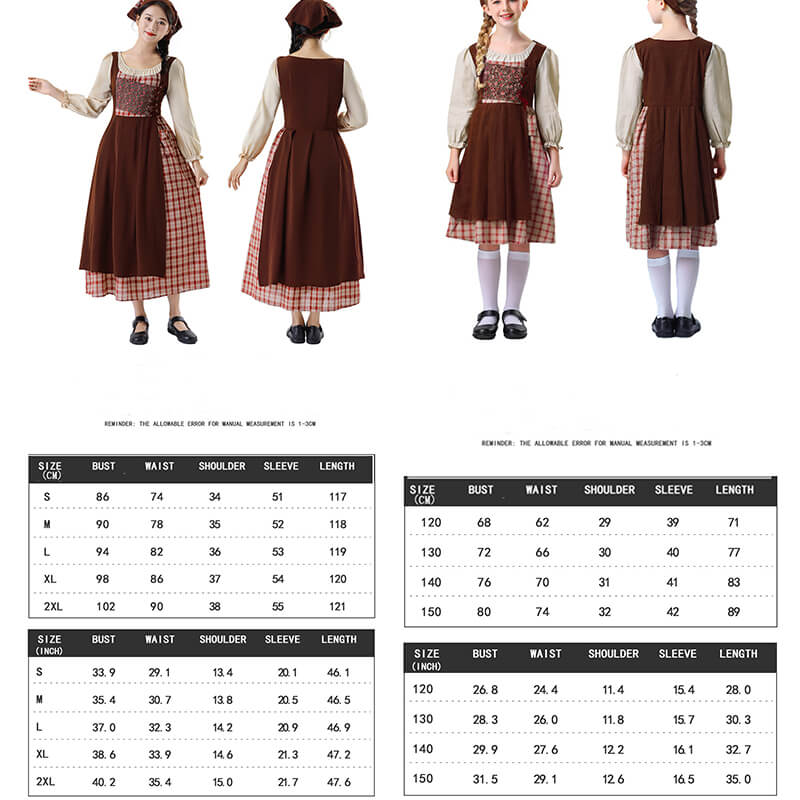 Retro Floral Farm Pastoral Parent-Child Dress Set