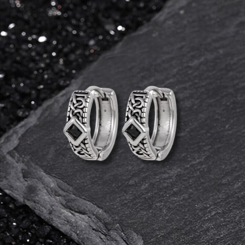 Retro Flower Smiley Star Stainless Steel Punk Earrings 01 | Gthic.com