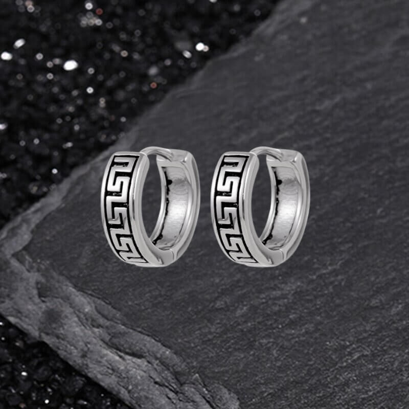 Retro Flower Smiley Star Stainless Steel Punk Earrings