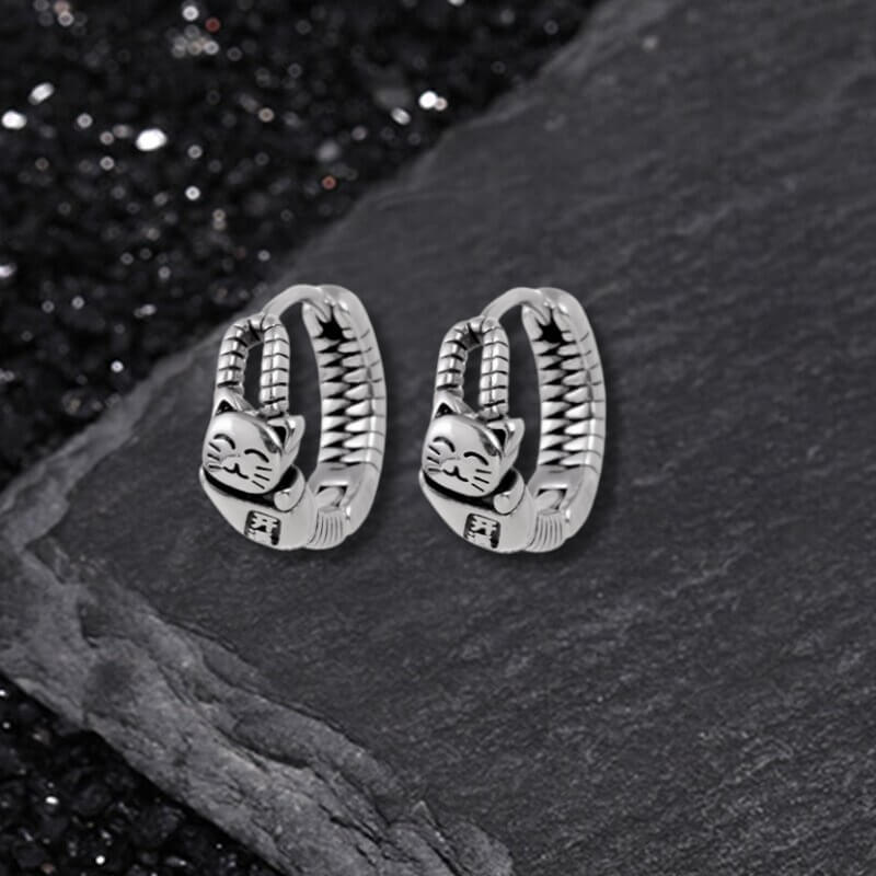 Retro Flower Smiley Star Stainless Steel Punk Earrings