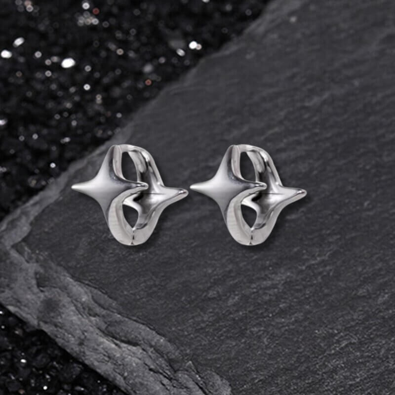 Retro Flower Smiley Star Stainless Steel Punk Earrings