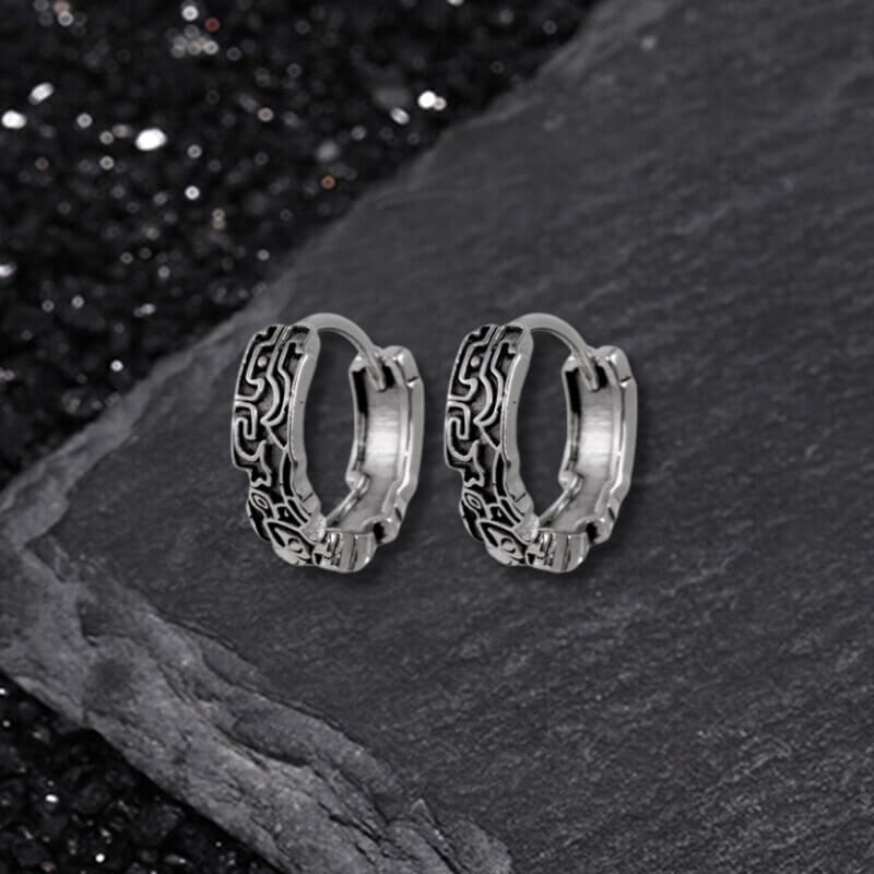 Retro Flower Smiley Star Stainless Steel Punk Earrings