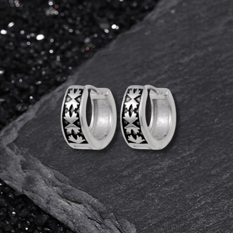 Retro Flower Smiley Star Stainless Steel Punk Earrings