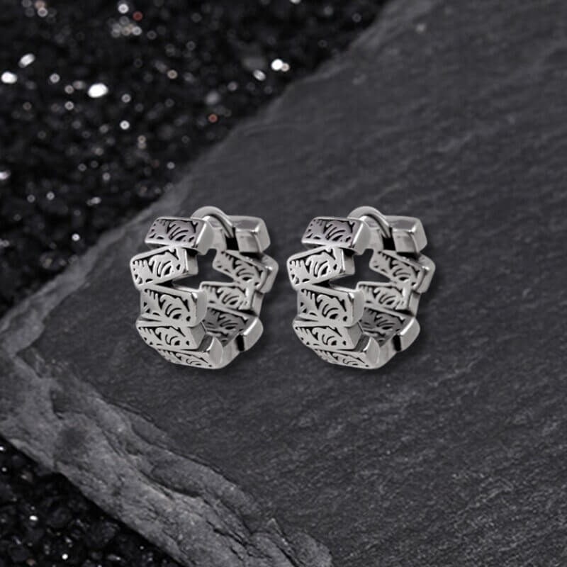 Retro Flower Smiley Star Stainless Steel Punk Earrings