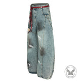 Retro Grunge Loose Wide-Leg Distressed Scimitar Jeans