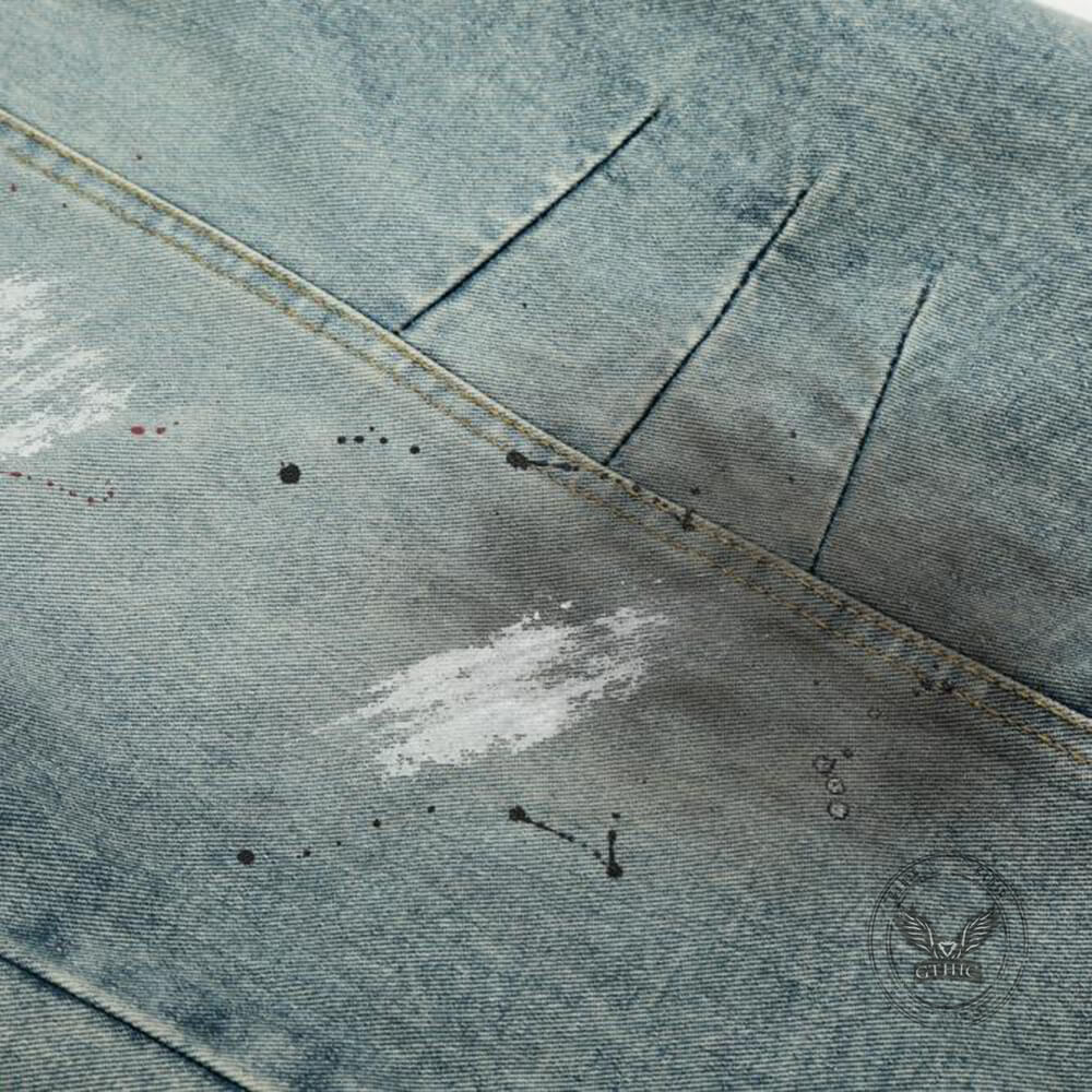 Punk-Hose für Herren aus Baumwolle mit Aufnäher und Totenkopf-Aufdruck