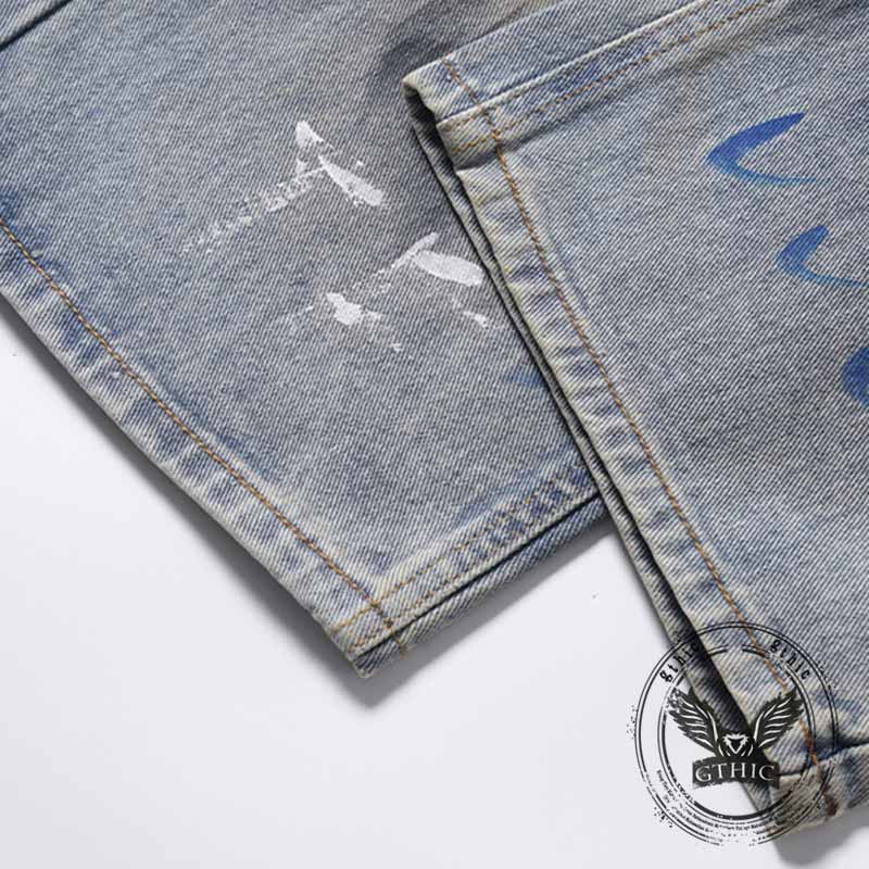 Pantaloni punk da uomo in cotone con stampa teschio patch