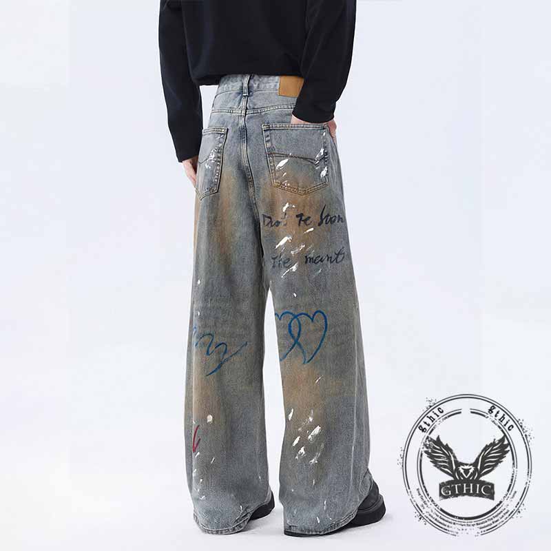 Pantaloni punk da uomo in cotone con stampa teschio patch