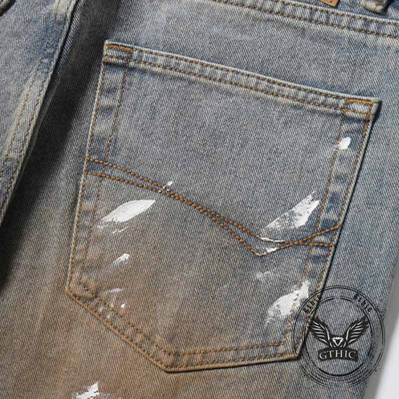 Pantaloni punk da uomo in cotone con stampa teschio patch