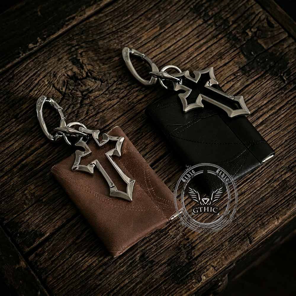 Retro Hollowed-Out Cross PU Leather Waist Wallet | Gthic.com