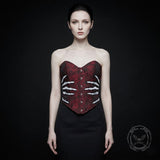 Retro Jacquard Gothic Skeleton Hand Embroidered Tube Top | Gthic.com