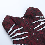 Retro Jacquard Gothic Skeleton Hand Embroidered Tube Top