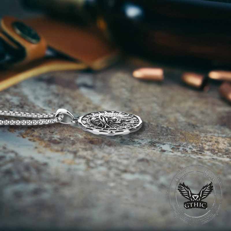 Retro Jesus Head Sacred Heart Stainless Steel Pendant