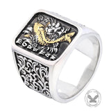 Retro Koi Square Stainless Steel Lucky Ring
