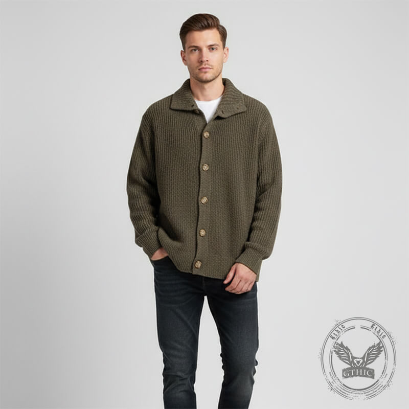 Retro Loose Collared Button-Down Cardigan Sweater