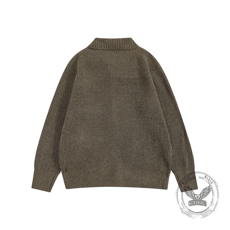 Retro Loose Collared Button-Down Cardigan Sweater