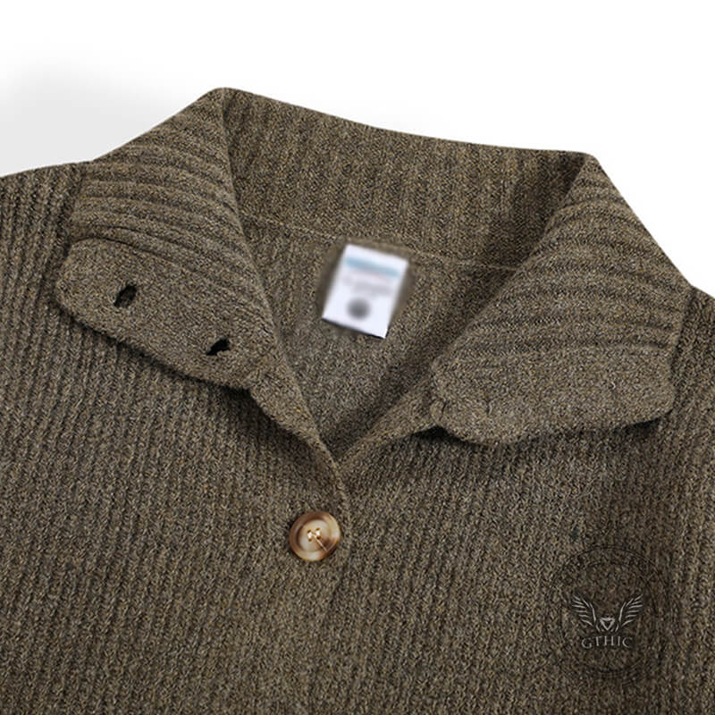 Retro Loose Collared Button-Down Cardigan Sweater