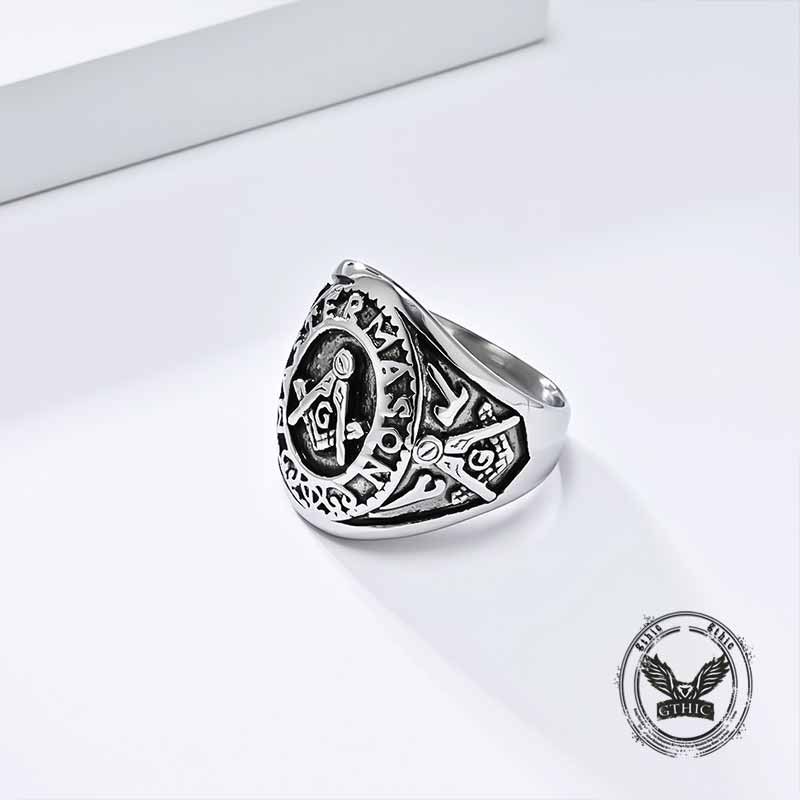 Retro Masonic Symbol Stainless Steel Ring