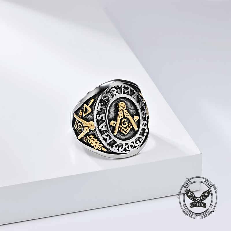 Retro Masonic Symbol Stainless Steel Ring