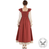 Retro Medieval Ruffle Colorblock Lace-Up Dress