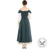 Retro Medieval Ruffle Colorblock Lace-Up Dress