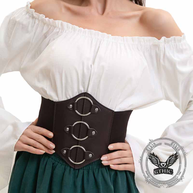 Retro Medieval Top Irregular Skirt Girdle Waist Set