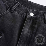 Retro Multi-Pocket Strappy Wide-Leg Cargo Jeans