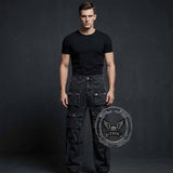 Retro Multi-Pocket Strappy Wide-Leg Cargo Jeans | Gthic.com