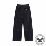 Retro Multi-Pocket Strappy Wide-Leg Cargo Jeans