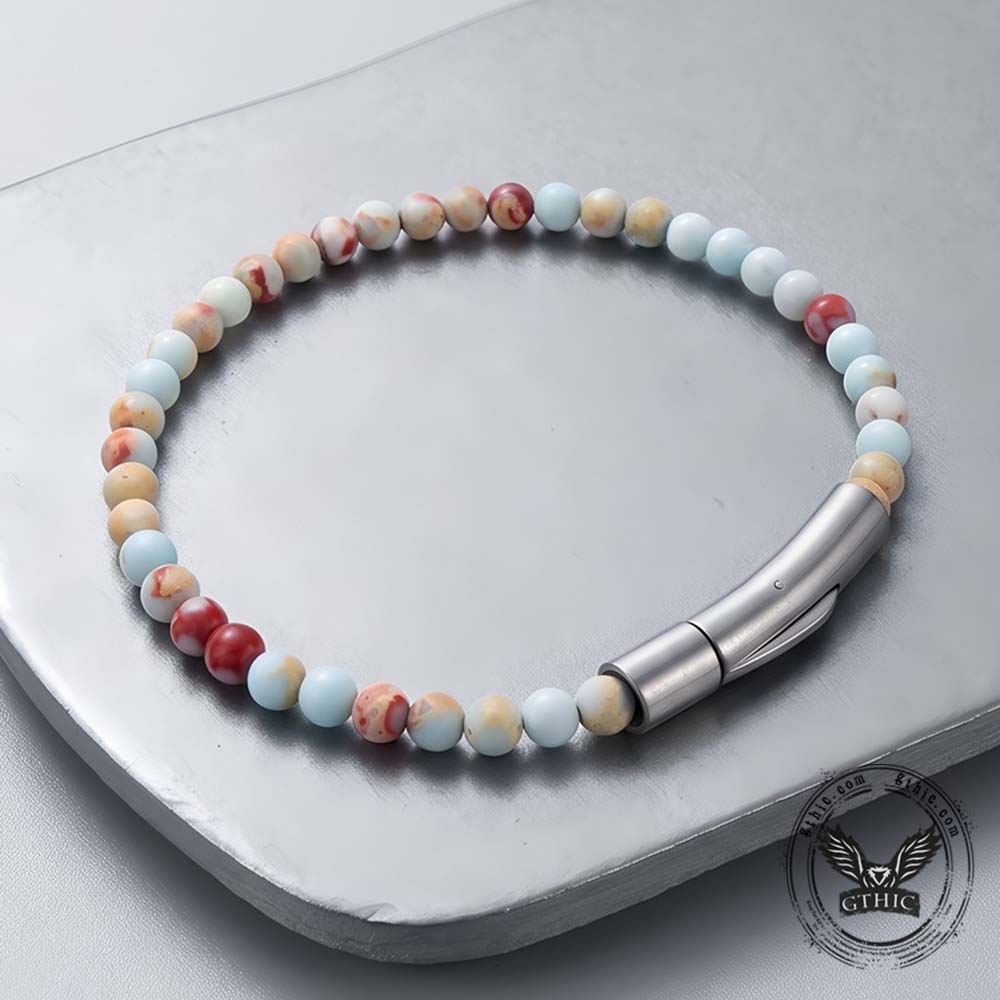 Bracciale con perline da uomo in acciaio inossidabile con teschio incrociato