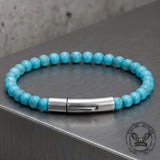 Herren-Perlenarmband aus Edelstahl mit Kreuzschädel-Motiv