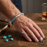 Retro Natural Stone Stainless Steel Snap-Button Bracelet | Gthic.com