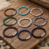 Retro Natural Stone Stainless Steel Snap-Button Bracelet | Gthic.com
