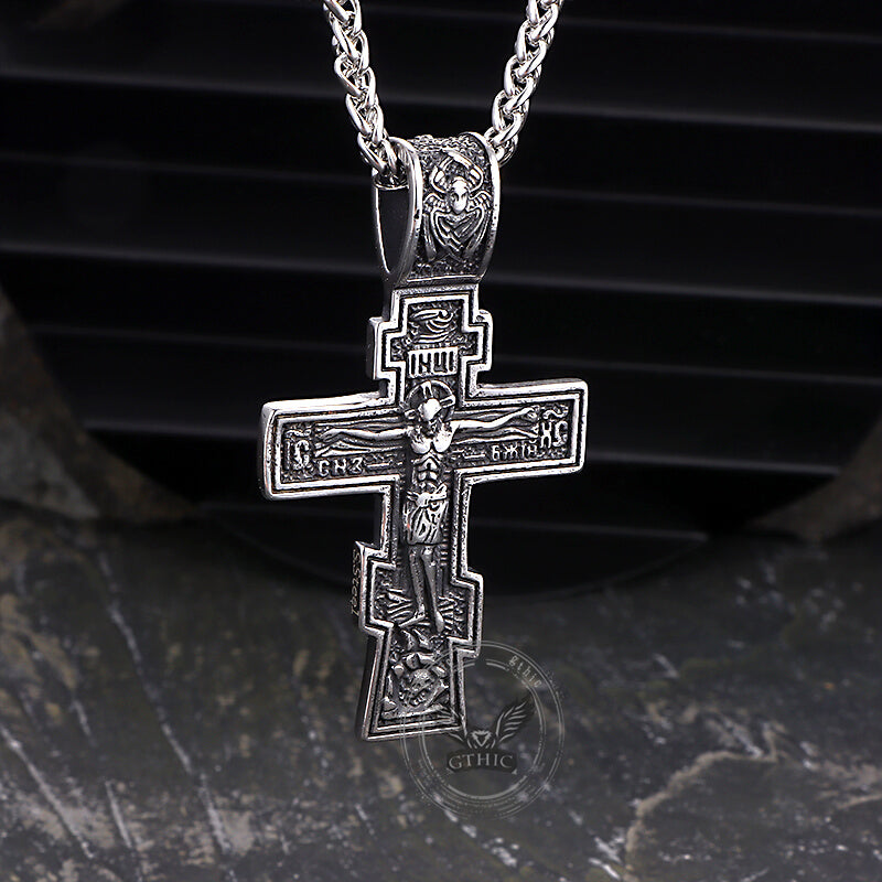 Retro Orthodox Crucifixion Stainless Steel Cross Pendant